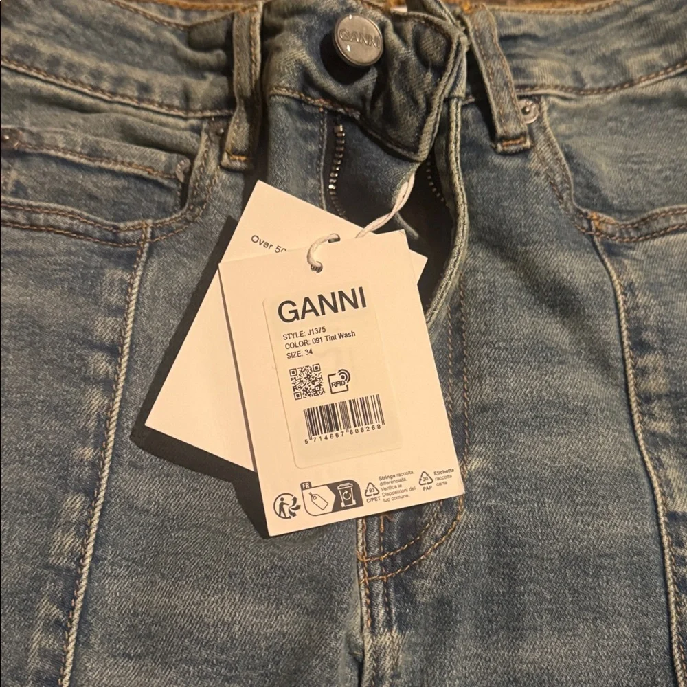 Ganni Blue Denim Midi Skirt